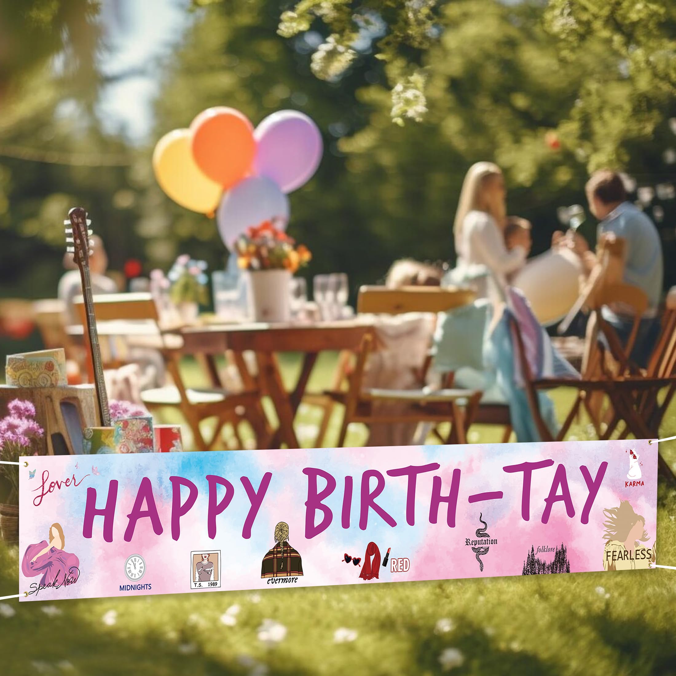 Hippeny Large Happy Birth-Tay Yard Banner for Girls, TS Birthday Party Decoration, Popular Singer Birthday Party Outdoor Backdrop Sign