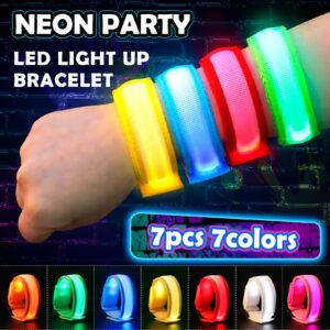 YADIYA 14/7 PCS LED Glow Bracelets, LED Light Up Bracelets for Kids Adults, Glow in The Dark Party Favors Supplies for Night Events Halloween, Christmas,Concerts Rave Sports Accessories…