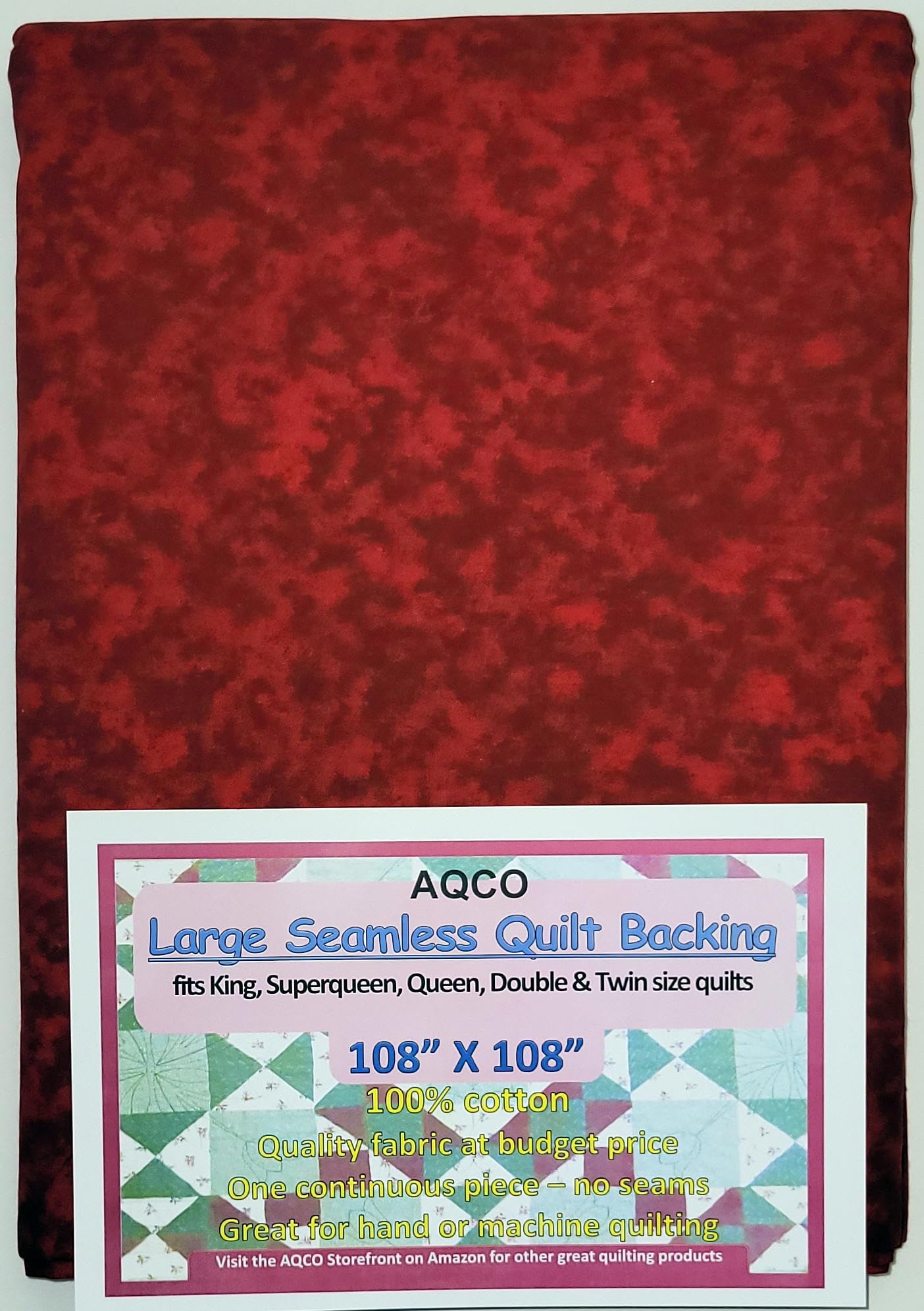 Generic Quilt Backing, Large, Seamless, Lollipop Red, from AQCO- C44395-105#, 108""x108"", Dark Blue Ocean Blend