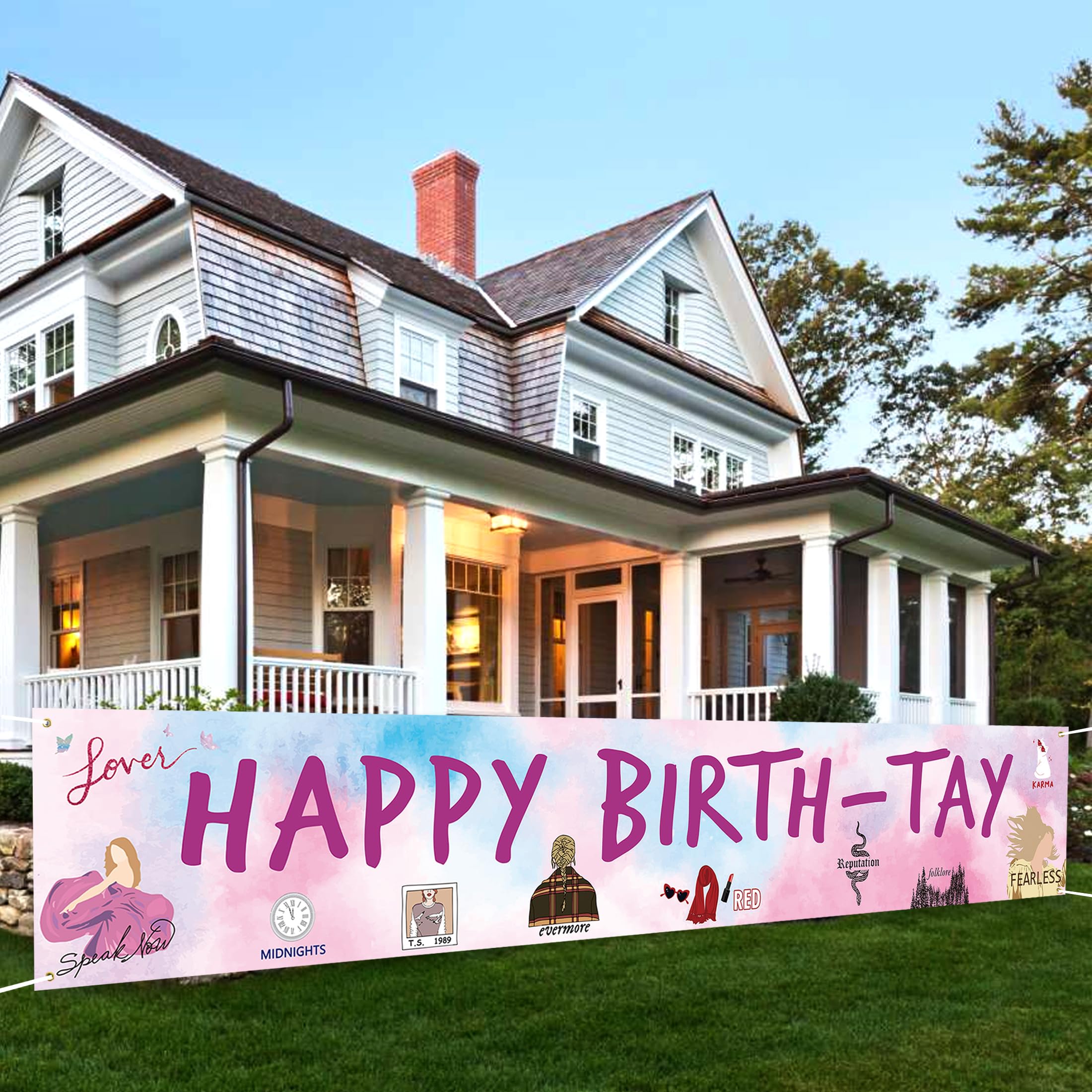 Hippeny Large Happy Birth-Tay Yard Banner for Girls, TS Birthday Party Decoration, Popular Singer Birthday Party Outdoor Backdrop Sign