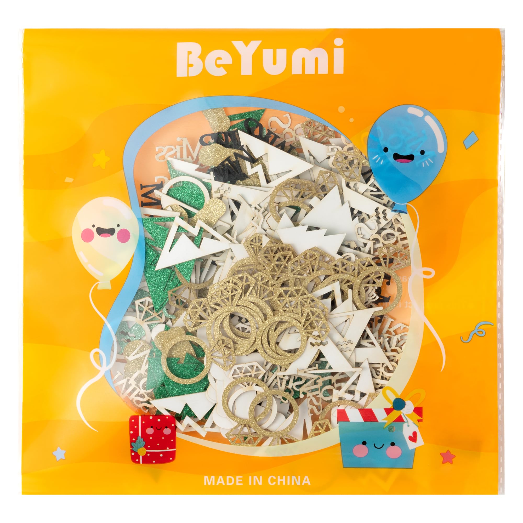 BeYumi Camp Bachelorette Table Confetti - 300Pcs Camping Table Confetti Decorations Table Gold Glitter Diamond Ring Miss to Mrs Mountain Tent Paper Confetti Decor for Hiking Engagement Party Supplies