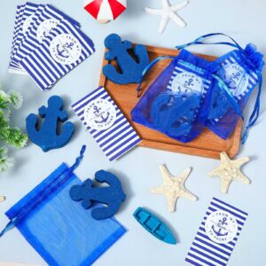 Swiffen 30 Sets Nautical Theme Baby Shower Favors Include Navy Blue Bubble Anchor Shape Bath Bombs Thank You Card Organza Bag for Spa Guests Wedding Birthday Gender Reveal Party Decoration