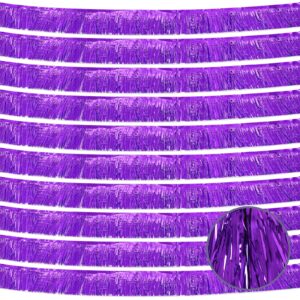 10 pack 10 feet purple fringe garland foil fringe garland metallic tinsel streamers fringe backdrop banner for parade floats birthday party decorations halloween christmas decoration (purple)