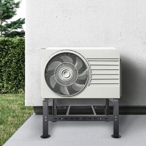 POPMOON Heavy Duty Condenser Stand Mini Split Stand for Air Conditioners Heat Pump System 14in Height, AC Stand Length Adjustable 29.5in to 45.3in Mini Split Ground Stand for 9000-60000BTU