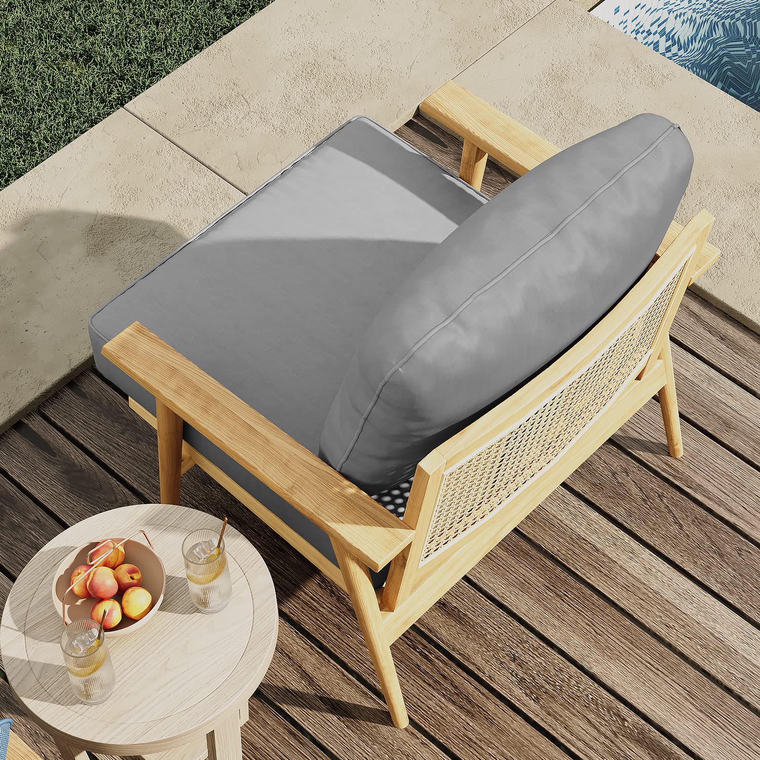 Sinovoy Patio Sofa Cushion 24Lx24W Outdoor Replacement Sectional furniture Cushion with Back Cushion Breathable Water-Resistant Patio Chair Cushion (Deep Grey)