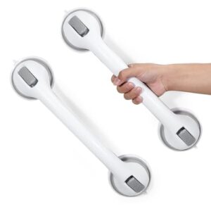 Reyiu Grab Bars for Bathtubs and Showers, 16 Inch Shower Handle Heavy Duty Suction Cup Grab Bars for Shower Chair, Bathroom Safety Bar for Elderly (2 Pack)