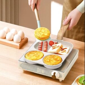 3-in-Divided Frying Pan for Cooking – sarten 3 en 1 antiadherente, Square Egg Pan, One Egg Frying Pan, Section Skillet, 3 in 1 pan for cooking