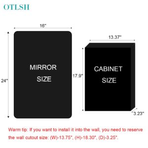 Otlsh 16x24'' Farmhouse Black Metal Framed Recessed Bathroom Medicine Cabinet with Beveled Mirror Rounded Rectangle Bathroom Medicine Cabinet -Black