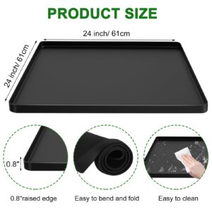 Mini Fridge Silicone Mat with Raised Edge, 24"x 24" x 0.8" Mini Fridge Mat for Mini Fridge Freezer Protect From Appliance Leaks Water Spills, Under Refrigerator Mat Easy to Clean (Black)