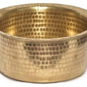 Jewellary hub Traditional Indian Pure Brass Tope | Hammered Patila | Heavy Round Tapeli | Peetal Bhagona Cookware Utensils with Lid (Patila, 02 Liter)