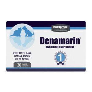 nutramax denamarin liver health supplement for small dogs and cats - with s-adenosylmethionine (same) and silybin, 30 blister pack tablets