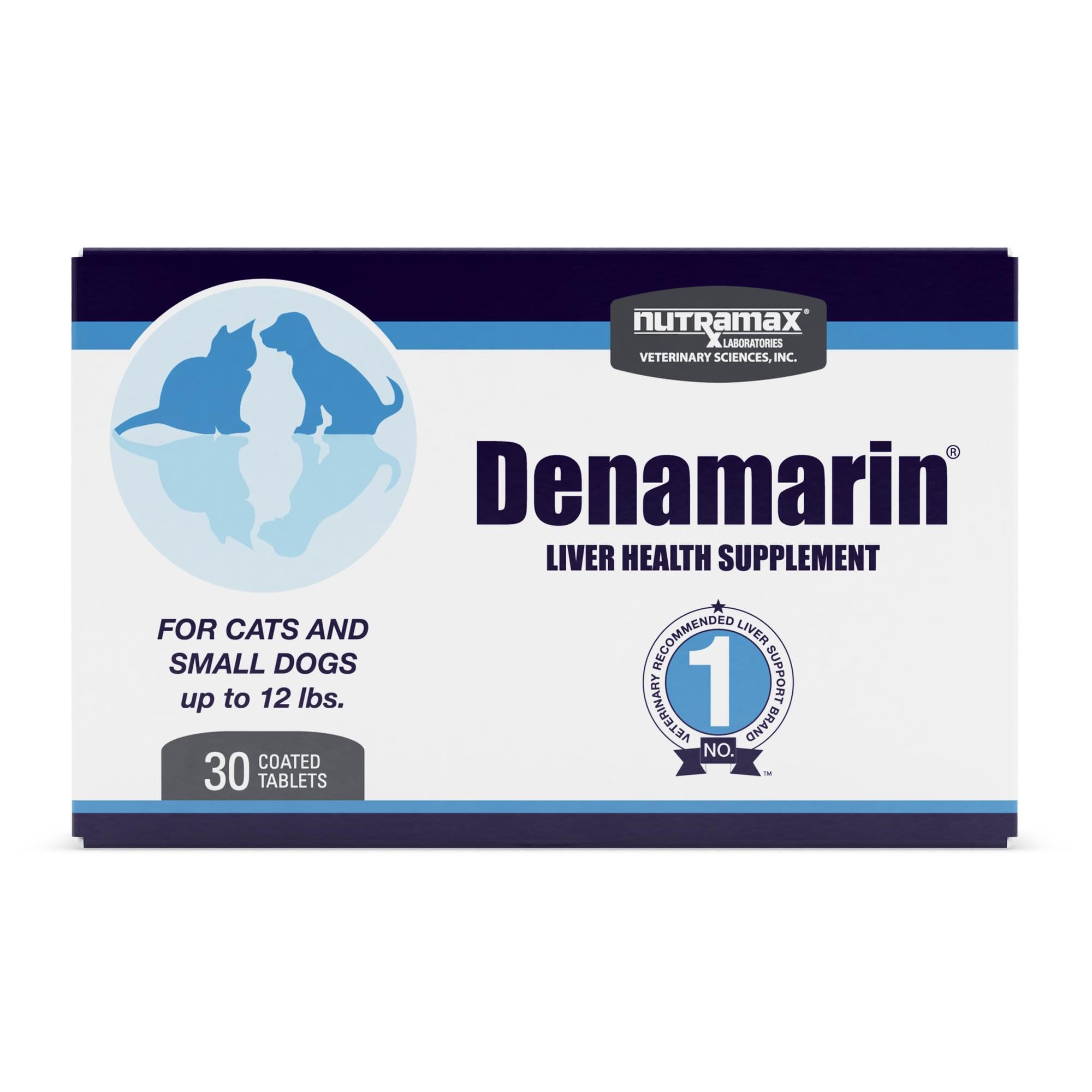 Nutramax Denamarin Liver Health Supplement for Small Dogs and Cats - with S-Adenosylmethionine (Same) and Silybin, 30 Blister Pack Tablets