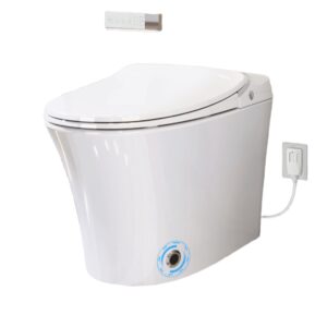 beleda luxury smart toilet with dryer and warm water, elongated bidet toilet with heated seat, with remote control, led night light, power outage flushing, soft close cover