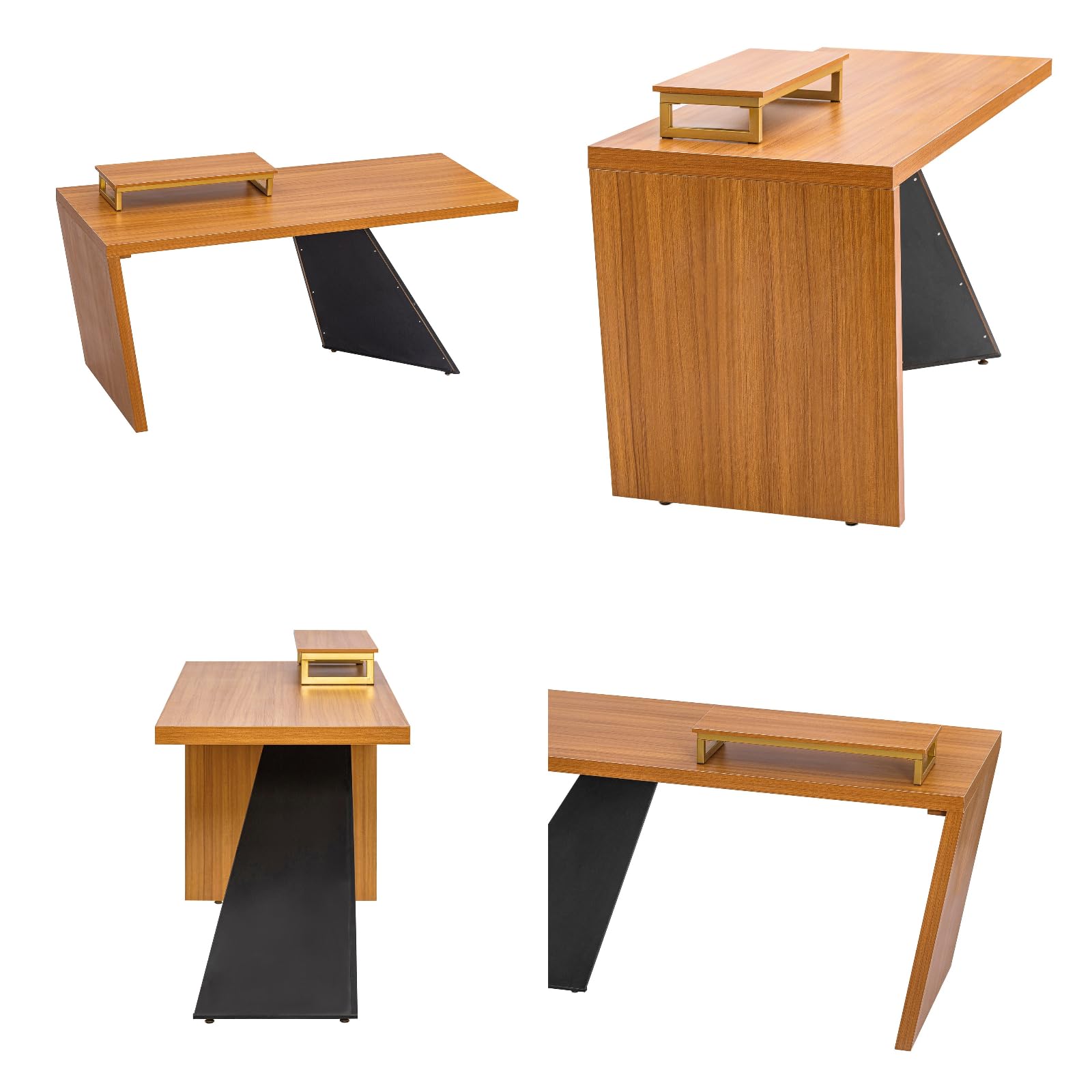 ChicFurnit Rectangular Computer Home Office Desk, Teak