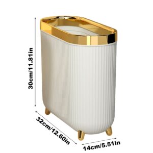 Buhyujkm Slim Toilet Trash Can with Lid | Bathroom Paper Garbage Can | Compact Design Toilet Waste Bin | Slim Trash Can for Bathroom | Toilet Garbage Can with Lid