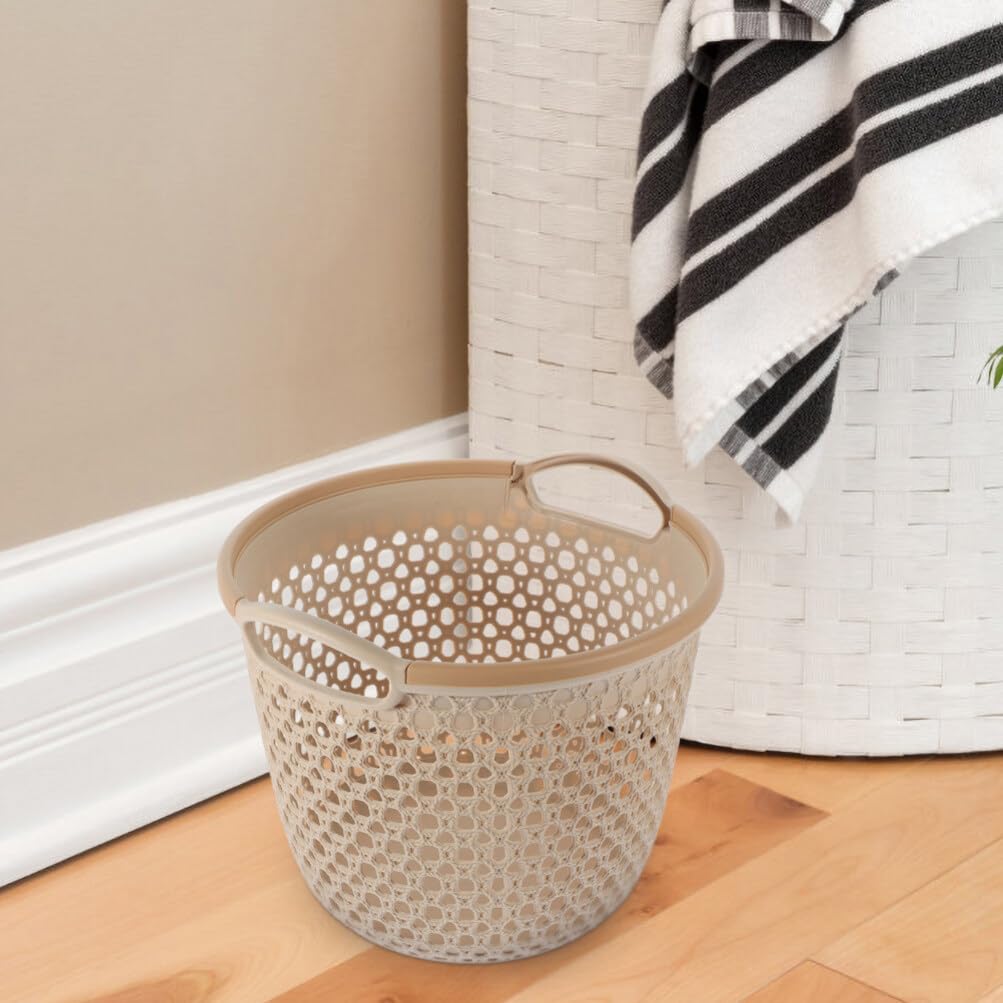 HOLIDYOYO Flexible Laundry Basket, Plastic Hamper for Clothes, Laundry Basket with Handle, Hollow Dirty Clothes Hamper, Portable Round Bin, Versatile Shopping Bag