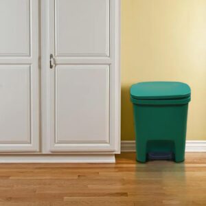 DNCG Step-On Trash Can, Kitchen Garbage Bin with Soft Close Lid, Waste Bin Protection, Rectangular Trash Can Foot Pedal Operation for Bathroom, Kitchen, Refer to description, olive green