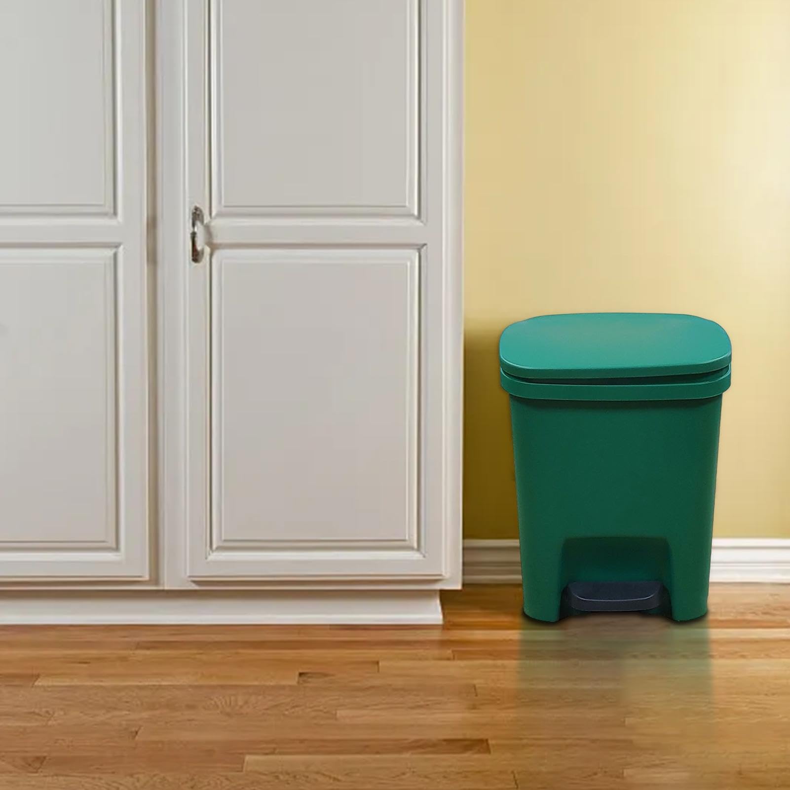 DNCG Step-On Trash Can, Kitchen Garbage Bin with Soft Close Lid, Waste Bin Protection, Rectangular Trash Can Foot Pedal Operation for Bathroom, Kitchen, Refer to description, olive green