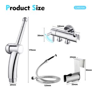 CREA Handheld Bidet Sprayer for Toilet,Adjustable Jet Sprayer Toilet Bidet Attachment,Ergonomic Hand Held Sprayer with Bidet Hose for Feminine Wash Cloth Diaper Sprayer Set,Stainless Steel Chrome