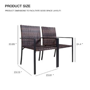 Y Enjoy 2 Pieces Patio Chairs Set,Outdoor Wicker Dining Chairs All-Weather PE Rattan Armchair,Steel Frame,w/Armrests for Garden Outdoor Furniture for Backyard Deck (Brown)