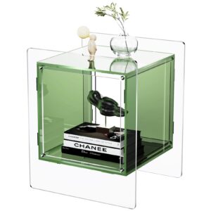 solaround acrylic nightstand, bedside table for bedroom, side table, record player stand, 18'' x 15.7'' x 21.6'', green