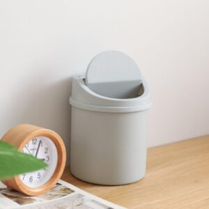 Generic Desktop Garbage Can, Living Room Trash can, Trashcans, Unique Cute Trashcans with Lid, Portable Garbage Bin Funny Waste Can for Bedrooms Dormitories Living Rooms Tables Desks, grey