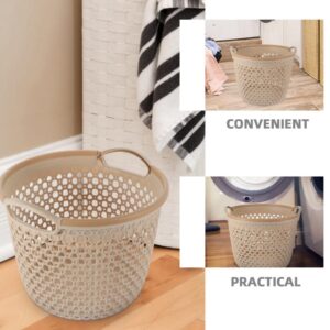 HOLIDYOYO Flexible Laundry Basket, Plastic Hamper for Clothes, Laundry Basket with Handle, Hollow Dirty Clothes Hamper, Portable Round Bin, Versatile Shopping Bag