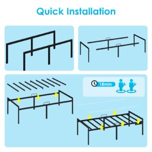 KKL Twin Bed Frames with LED Lights, 14inch Heavy Duty Steel Platform Bed Frame with Mattress Retainer Bar, Storage Space Beneath Bed, No Box Spring Needed, Easy Assembly, Noise Free