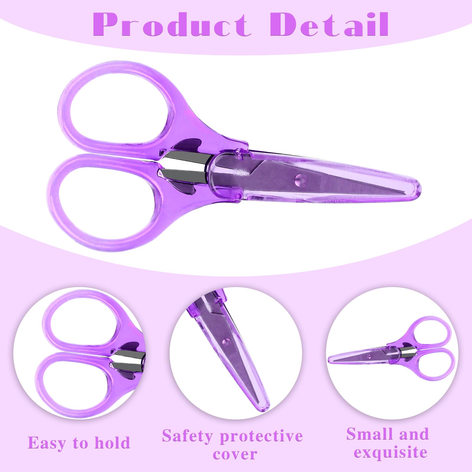 3Pcs Small Scissors All Purpose Craft Scissors Stainless Steel Scissors with Protective Cover Mini Detail Craft Scissors Precision Straight Fine Tips Design for Paper Cutting,Scrapbooking, Sewing