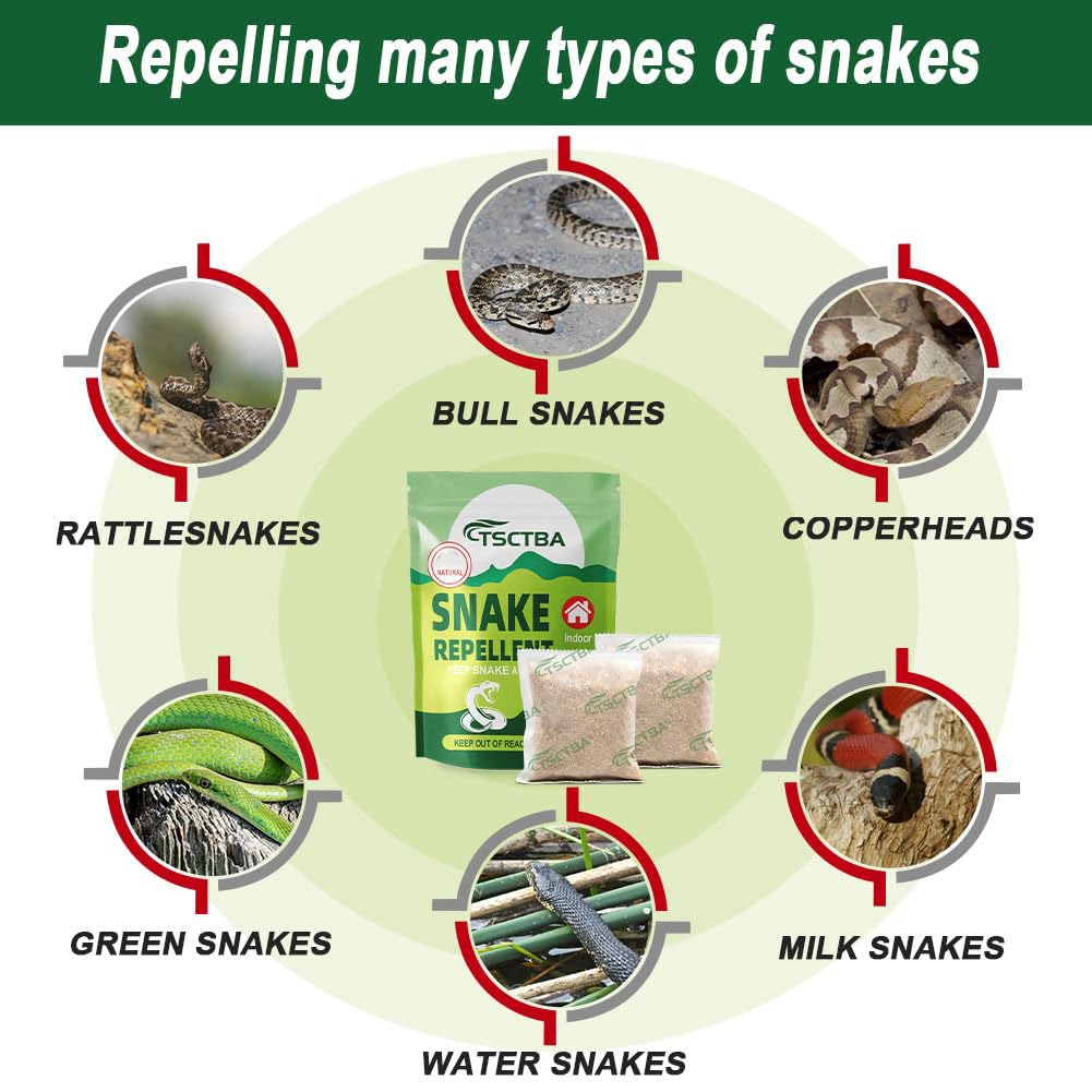 EQCFSATY Snake Repellent for Yard Powerful, Snake Repellent Pet Safe,Snake Away Repellent for Outdoors, Backyard Snake Repellent Outdoor, Snake Repellent Indoor, Snake Deterrent Outdoor -8P, Green