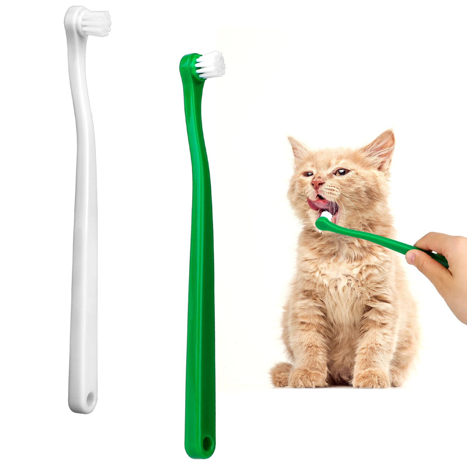 2Pcs Dog Toothbrush Soft Pet Toothbrush with Long Handle Pet Cat Dental Care Oral Hygiene Toothbrush Dog Dental Care Kit for Puppy, Kitten, Cats Small Breed Dogs