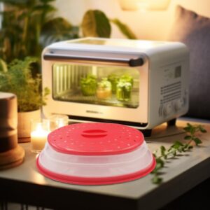 Microwave Splatter Cover Vented for Food, Splatter Guard & Colander Kitchen Gadget for Fruit Vegetables Microwave Plate Cover with Easy Grip Handle, Dishwasher-Safe, BPA-Free & Non-Toxic, 10.5 Inch