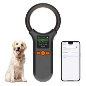 pet microchip scanner bluetooth, animal microchip tag reader scanner, three ways to connect,upgrade tft large screen, store 500 labels, support to view history, delete records