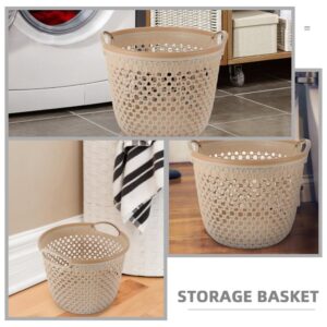 HOLIDYOYO Flexible Laundry Basket, Plastic Hamper for Clothes, Laundry Basket with Handle, Hollow Dirty Clothes Hamper, Portable Round Bin, Versatile Shopping Bag