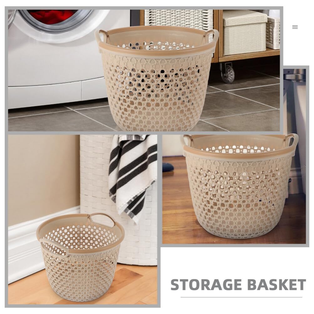 HOLIDYOYO Flexible Laundry Basket, Plastic Hamper for Clothes, Laundry Basket with Handle, Hollow Dirty Clothes Hamper, Portable Round Bin, Versatile Shopping Bag