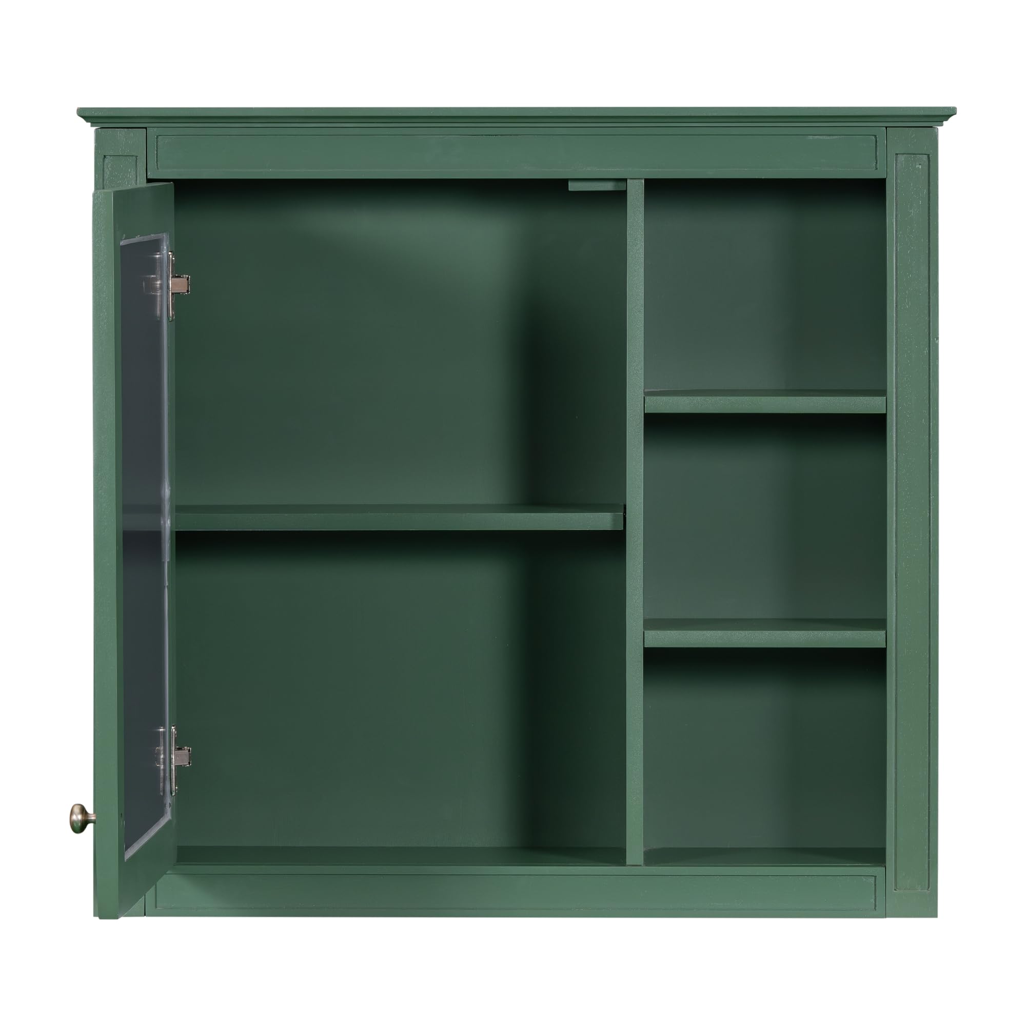 Royard Oaktree Bathroom Wall Mirror Cabinet, Modern Medicine Cabinet with Single Door and Adjustable Shelf, Over The Toilet Space Saver Storage Cabinet with 3 Open Shelves, Green