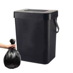 COMODA Kitchen Compost Bin for Countertop, Mountable Indoor Compost Bucket Waste Bin with Lid, Hanging Small Trash Can with Lid Under Sink for Kitchen Bathroom, black, LK065QTCQS365J85