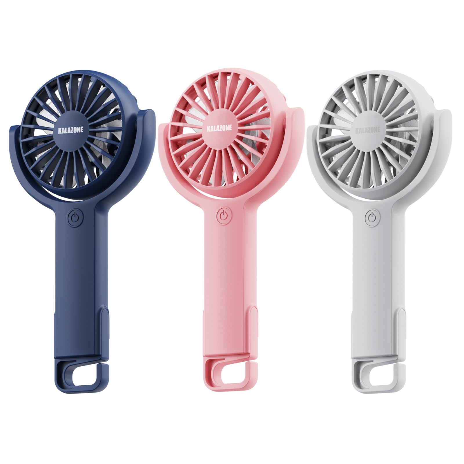 KALAZONE Mini Handheld Fan 3 Pack, Rechargeable Portable Hand Held Fan,5 Speed with Base Small Desk Fan,180° Rotatable Fan for Travel/Games/Season/Outdoor/Office/Makeup/Concerts