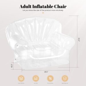 Inflatable Chair, Transparent Inflatable Couch Sofa Adult, 43.3'' x 33.5'' x 29.5'' Outdoor & Indoor Blow Up Couch for Bedroom, Balcony, Pool, Lawn, Travel, Maximum Load 250LB (Transparent)