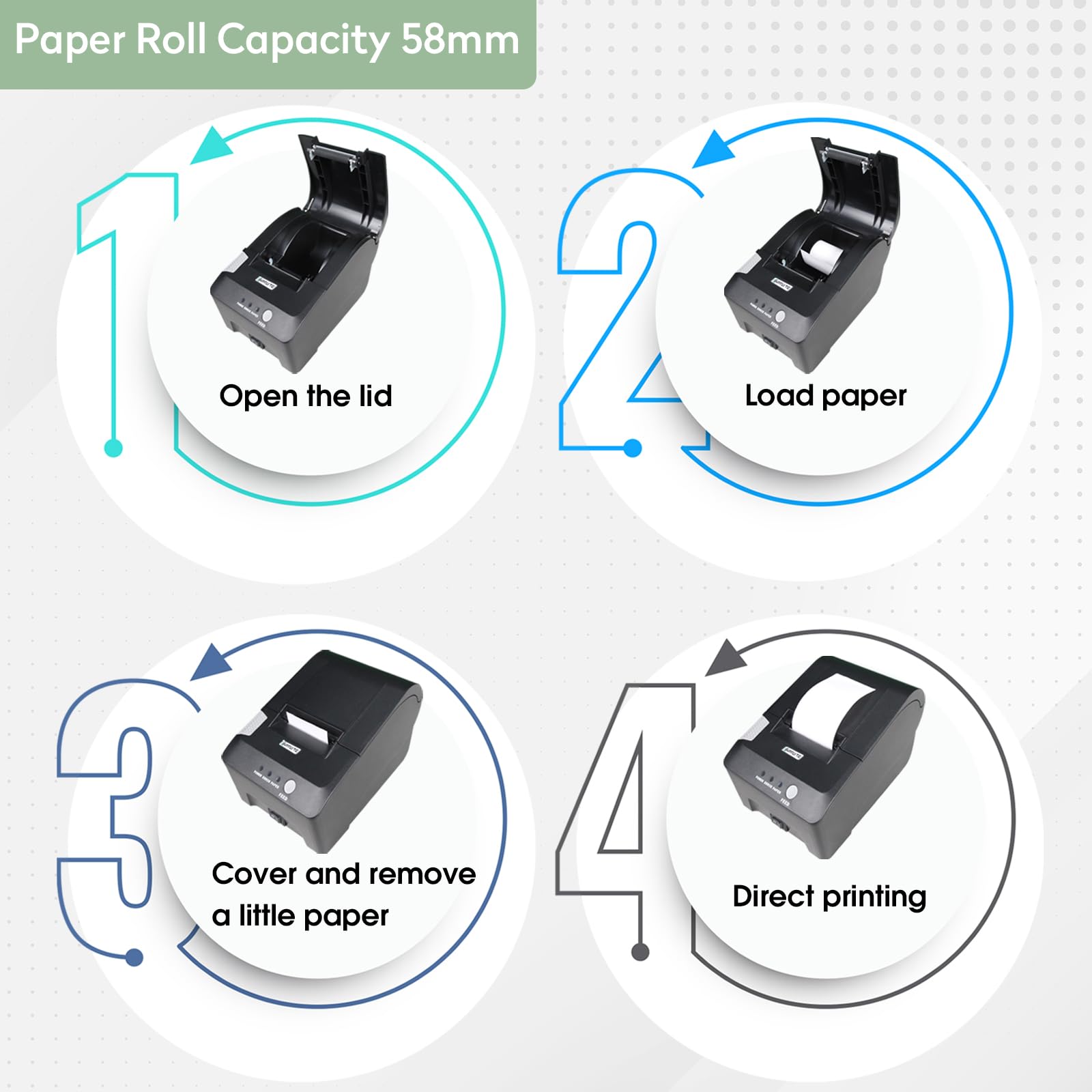 Countlyte Thermal POS Printer C-TP-58PLUS, 58mm Receipt Printer, RS-232 Serial Interface for ESC/POS,Support Connect Money Counter Machine