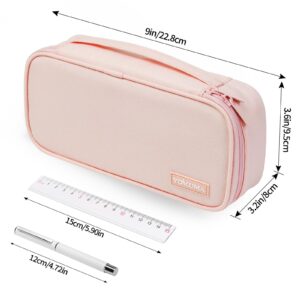 YOKUMA Cute Pencil Case for Girls, Large Pencil Pouch, Zipper Pencil Box, Aesthetic Pen Bag School Supplies for Student Teen College Adults, Pink