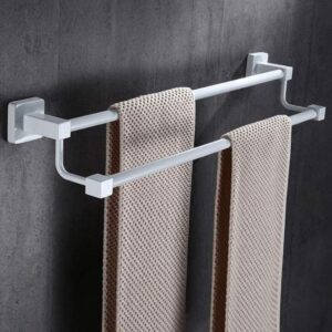 SIGRALYJ Bathroom Towel Holder,Stainless Steel Double Rod, Kitchen Tea Towel Rack Lavatory Wall Mounted Bath Towel Rod Home Storage Bathroom Towel Holder Bath Towel Holder/Sier/60Cm