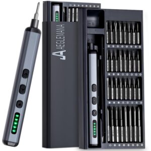 aeglemana mini electric screwdriver set，68 in 1 portable electric screwdriver-64 s2 universal bits-5 torque settings，4 led lights- suitable for laptop toys，small electric screwdriver cordless toolkits