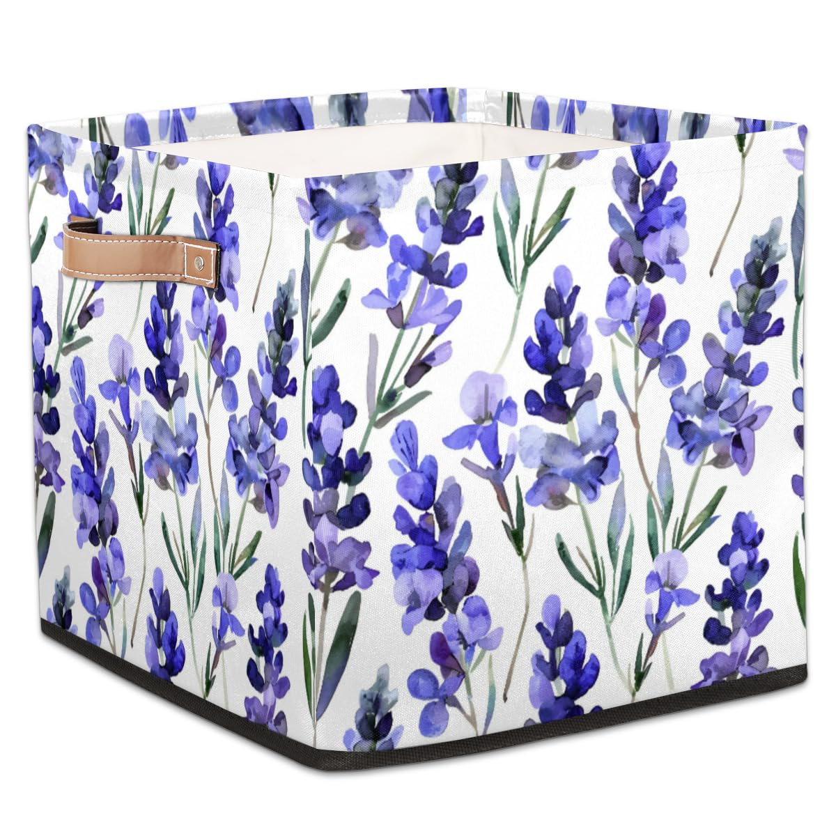 Tablerazzi Lavender Purple Summer Cube Storage Bin, 13 Inch Collapsible Fabric Storage Cube Bin, Foldable Cube Baskets for Shelf, Closet, Organizer