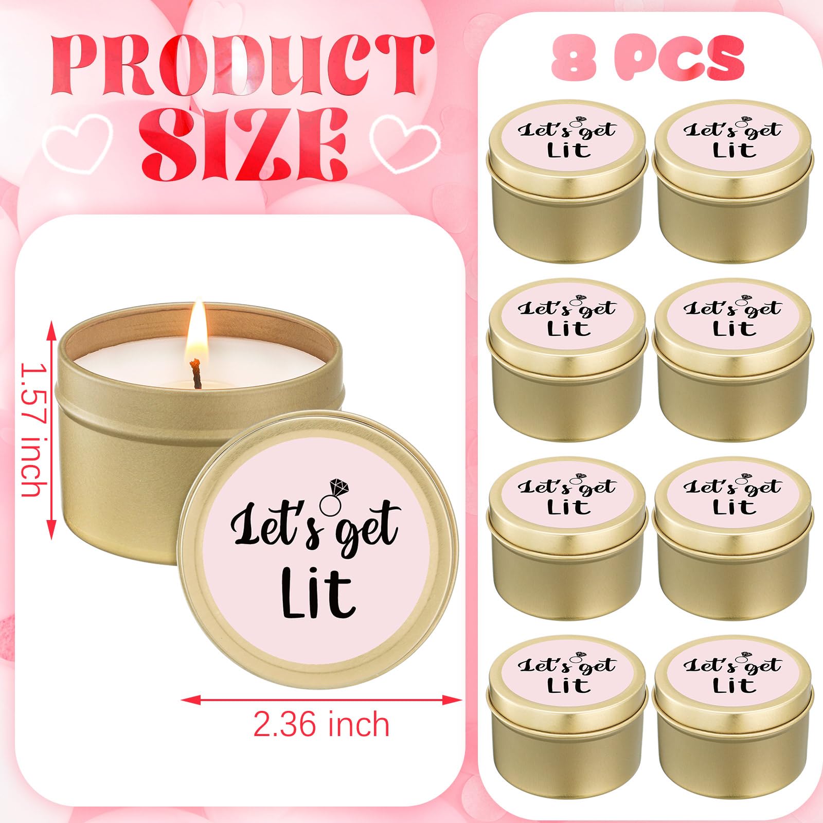 Conelist 8 Pcs Bridesmaid Proposal Gifts Let's Get It Candles Bridesmaid Funny Gifts Natural Soy Wax Candles for Bridesmaid Best Friends Wedding Gifts