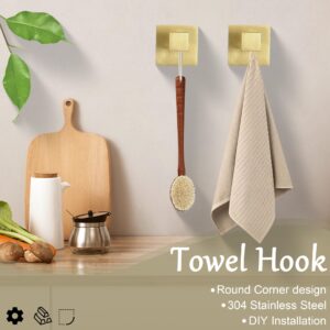 LANC Towel Hooks Bathroom Hardware Clothes Hook Brushed Gold Coat Hooks Heavy Duty Hanger Robe Hook for Bathroom Kitchen Garage Hotel Wall Hooks Stainless Steel Wall Mounted 3 Pack, A8805BG-P3