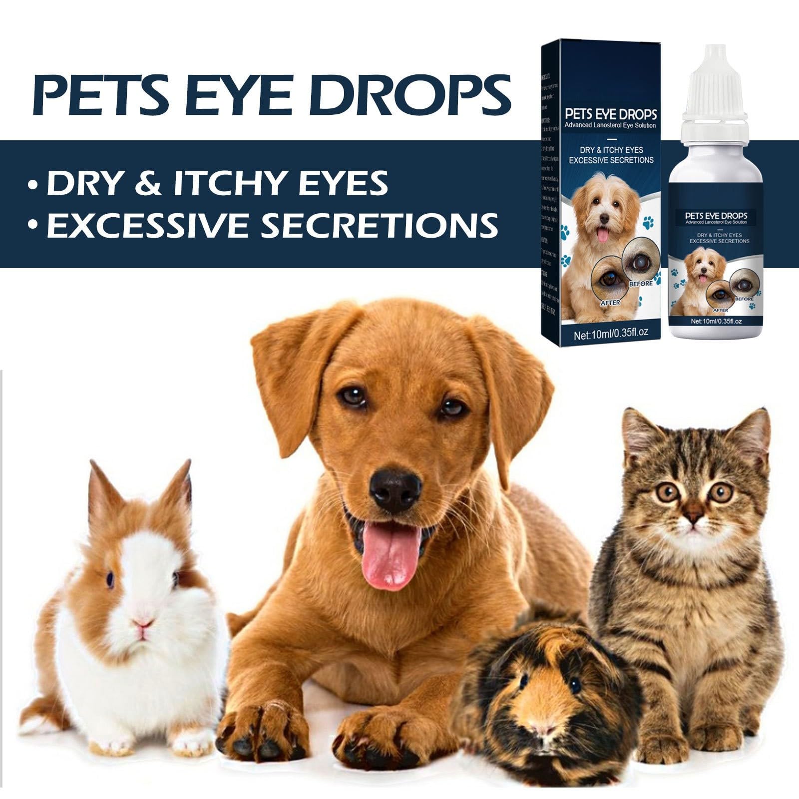 BTAKANPP Dog and Cat Eye Wash Eye Drops for Dogs and Cats to Flush and Soothe Eye Irritations, Dog Tear Stain Cleaner, Safe for All Animals (1PCS)