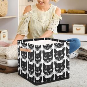 Tablerazzi Cats Pattern Cube Storage Bin, 13 Inch Collapsible Fabric Storage Cube Bin, Foldable Cube Baskets for Shelf, Closet, Organizer