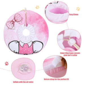 BALAPET Soft Dog Cone for Small Dogs, Inflatable Comfortable Dog Donut Collar Alternative After Surgery, Protective Elizabethan Donut Collar for Dogs Recovery and Stop Licking, Pink, XL