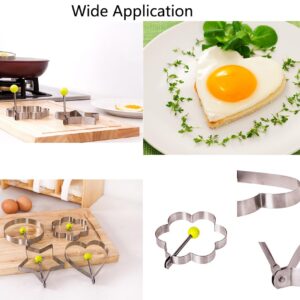 10pcs Egg Molds Egg Shaper Egg Ring For Frying Eggs Stainless Steel Nonstick Pancake Maker with Handle Egg Fryer Mold Cooking Breakfast Accessories